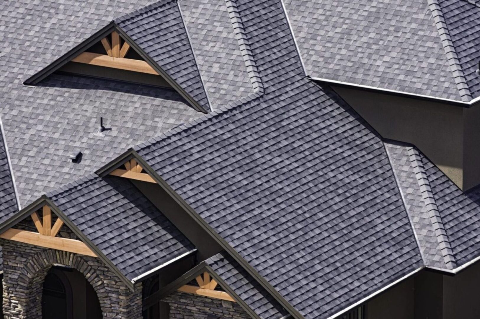 A close up of some roof shingles